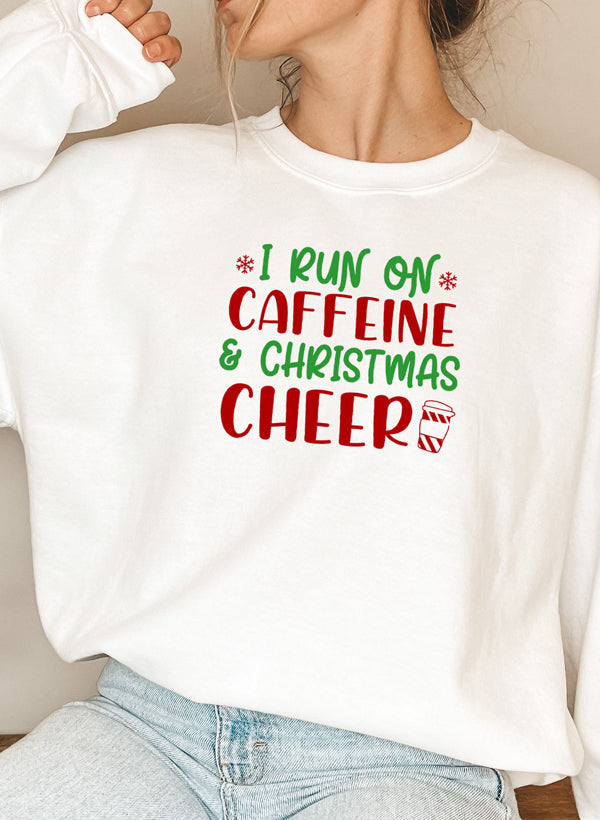 I Run On Caffeine & Christmas Cheer Sweat Shirt shopmerchmallow Virgin Teez - Black Hoodie