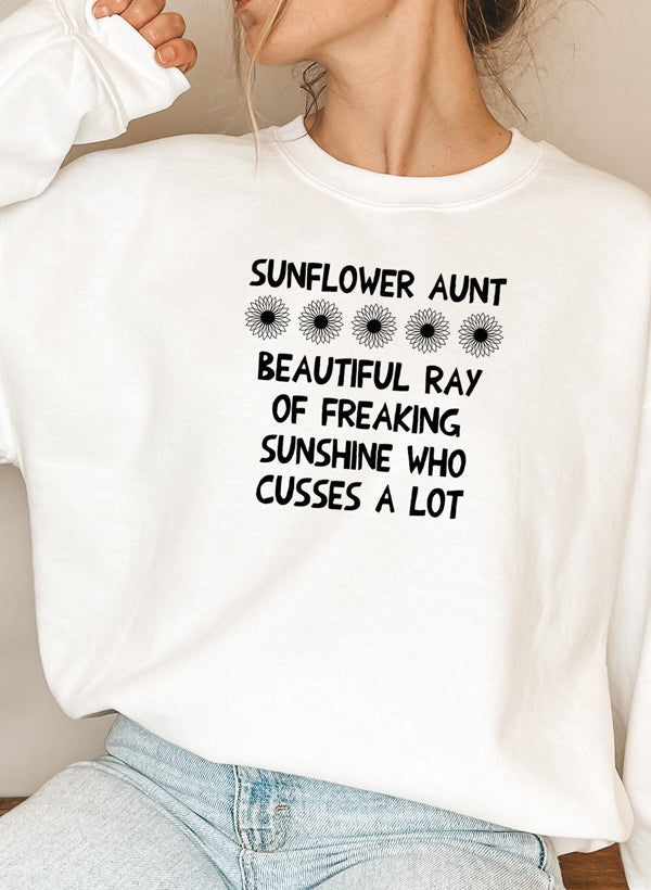 Sunflower Aunt Sweat Shirt shopmerchmallow Virgin Teez - Black Hoodie