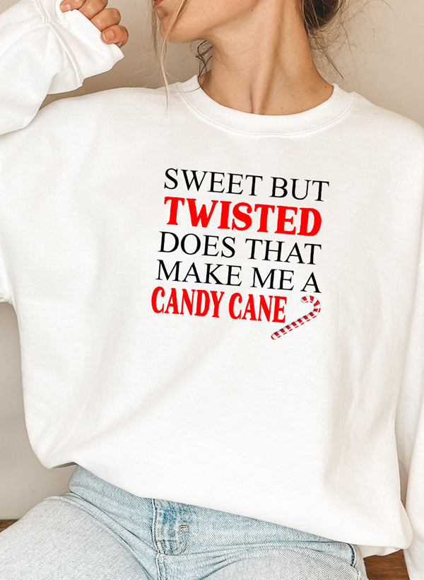 Sweet But Twisted Does That Make Me A Candy Cane Sweat Shirt shopmerchmallow Virgin Teez - Black Hoodie