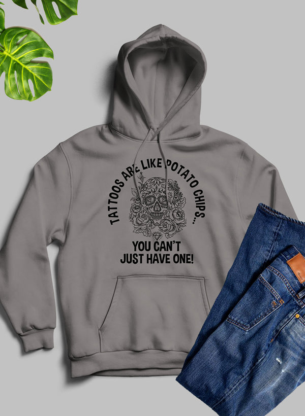 Tattoos Are Like Potato Chips Hoodie shopmerchmallow Virgin Teez - Black Hoodie