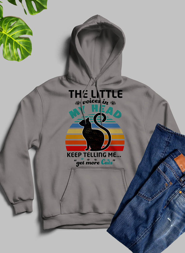 The Little Voices In My Head Keep Telling Me Get More Cats Hoodie shopmerchmallow Virgin Teez - Black Hoodie