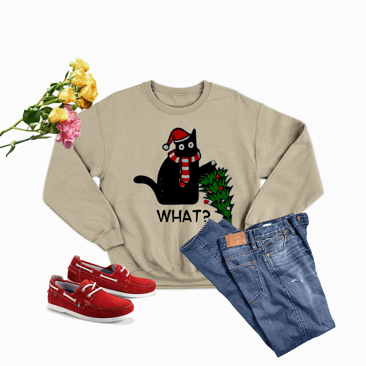 What Cat Christmas Tree Sweat Shirt shopmerchmallow What Cat Christmas Tree Sweat Shirt