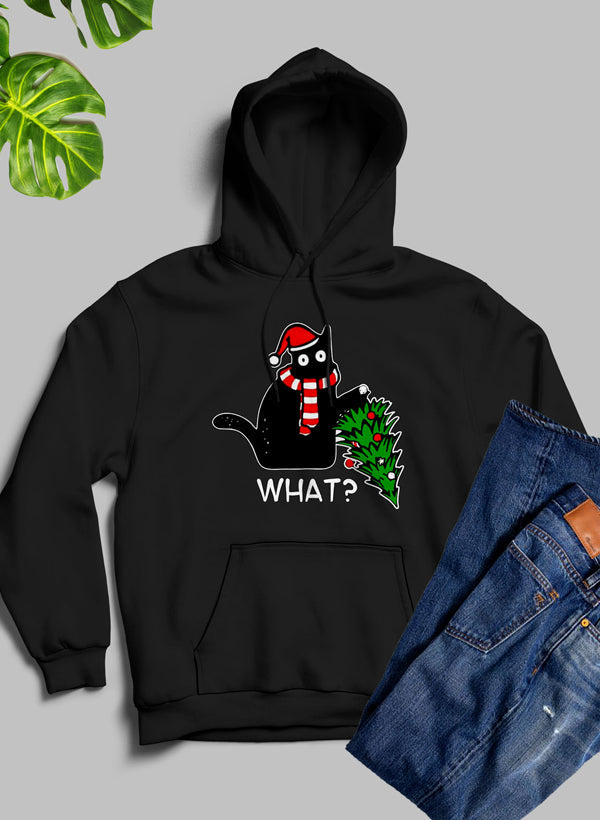 What Cat Christmas Tree Hoodie shopmerchmallow Virgin Teez - Black Hoodie