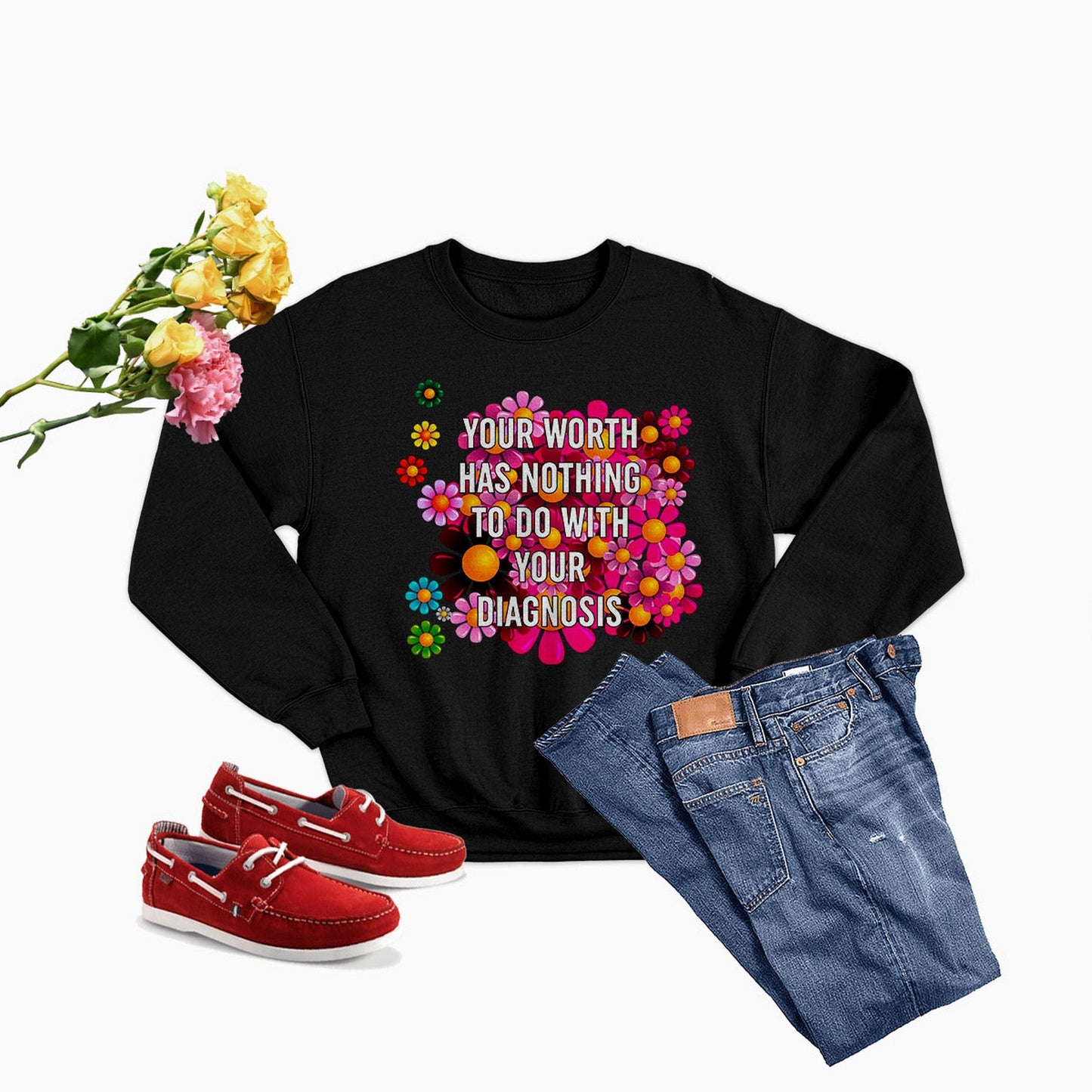 Your Worth Has Nothing To Do With Your Diagnosis Sweat Shirt shopmerchmallow Your Worth Has Nothing To Do With Your Diagnosis Sweat Shirt