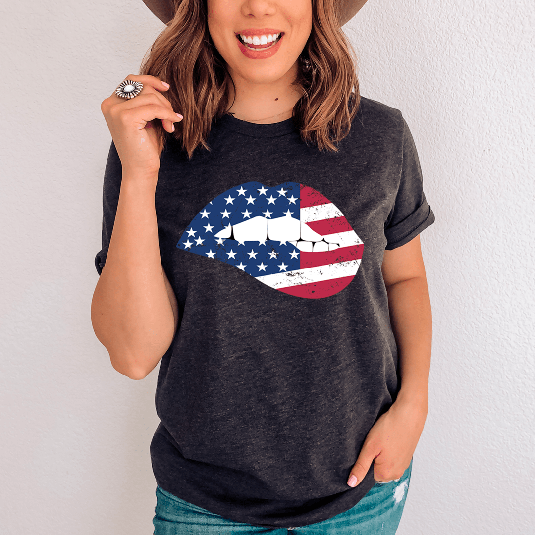 American Flag Lips T-Shirt shopmerchmallow American Flag Lips T-Shirt