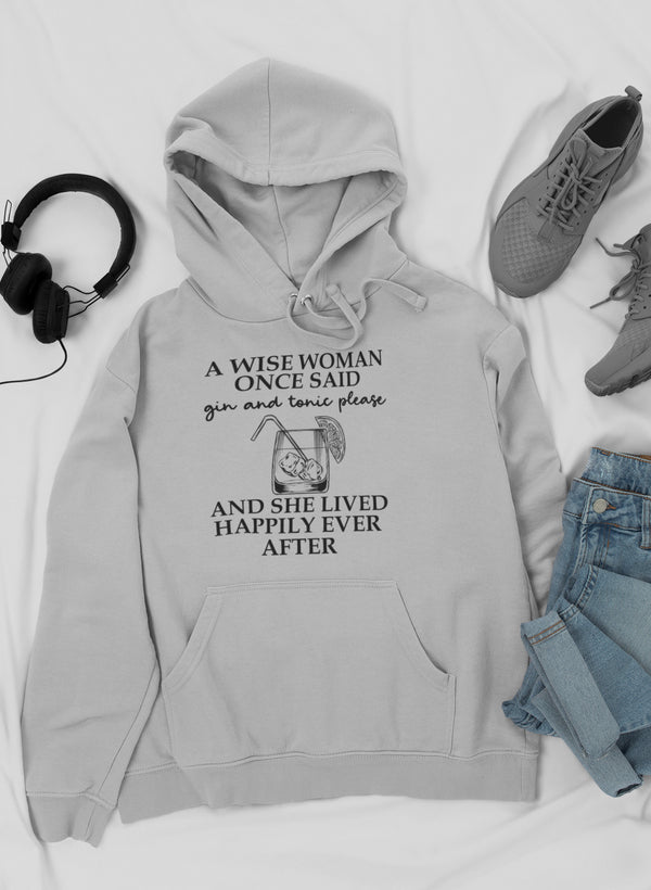 A Wise Woman Once Said Gin & Tonic Please Hoodie shopmerchmallow Virgin Teez - Black Hoodie