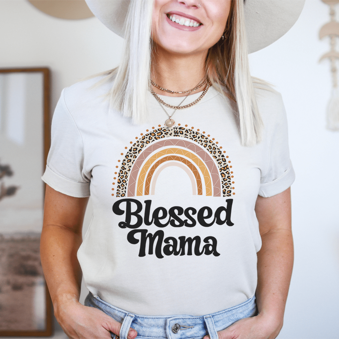 Blessed Mama Boho Rainbow T-Shirt shopmerchmallow Blessed Mama Boho Rainbow T-Shirt
