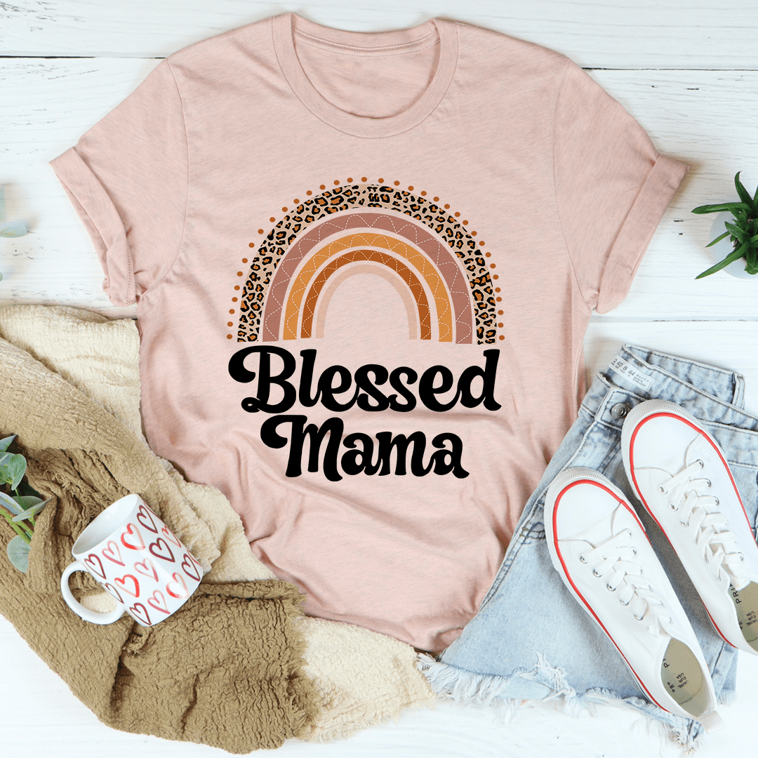 Blessed Mama Boho Rainbow T-Shirt shopmerchmallow Blessed Mama Boho Rainbow T-Shirt
