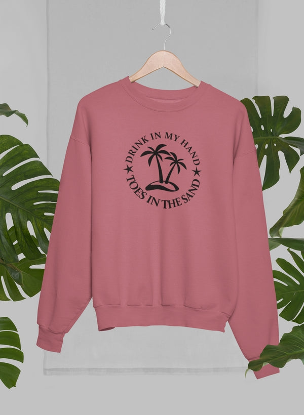 Drink In My Hand Toes In The Sand Sweat Shirt shopmerchmallow Virgin Teez - Black Hoodie