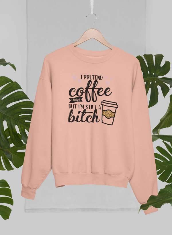 I Pretend Coffee Helps Sweat Shirt shopmerchmallow Virgin Teez - Black Hoodie