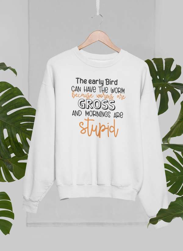 The Early Bird Can Have The Worm Sweat Shirt shopmerchmallow Virgin Teez - Black Hoodie