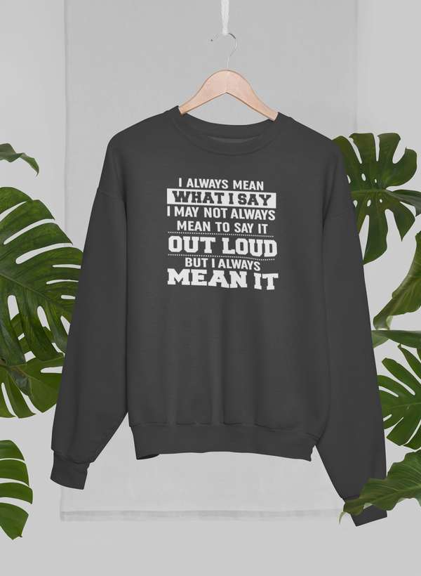 I Always Mean What I Say Sweat Shirt shopmerchmallow Virgin Teez - Black Hoodie