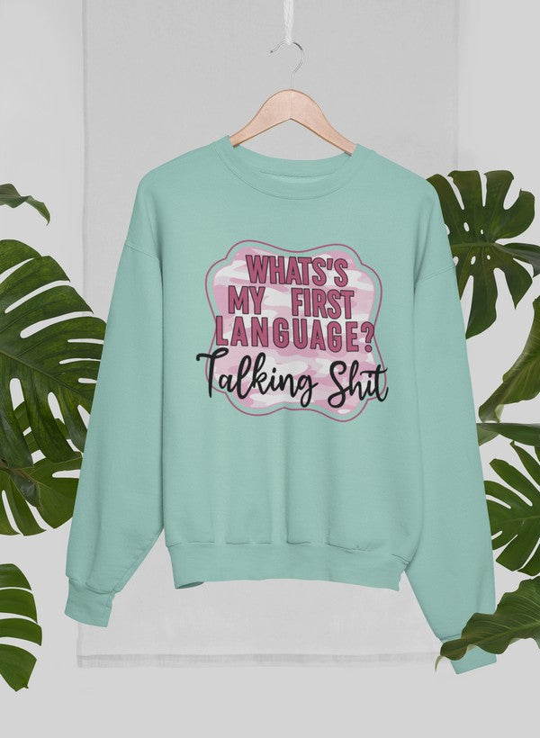 My First Language Sweat Shirt shopmerchmallow Virgin Teez - Black Hoodie