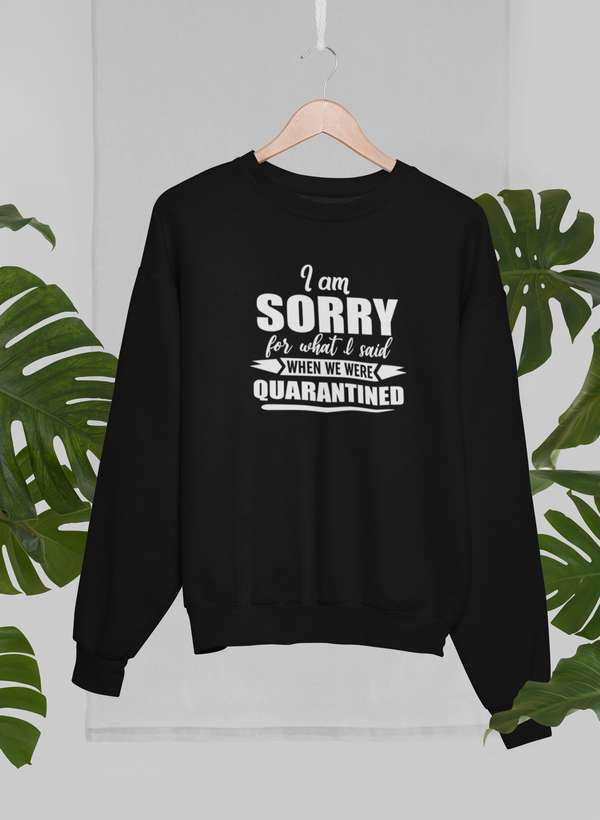 I Am Sorry For What I Said When We Were Quarantined Sweat Shirt shopmerchmallow Virgin Teez - Black Hoodie