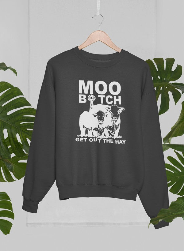 Moo Get Out The Hay Sweat Shirt shopmerchmallow Virgin Teez - Black Hoodie