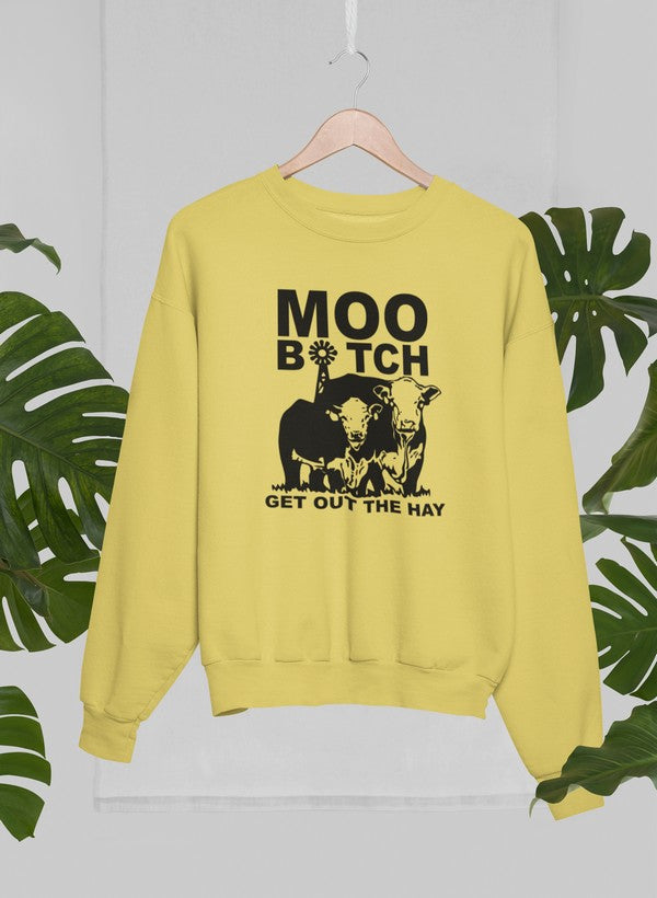 Moo Get Out The Hay Sweat Shirt shopmerchmallow Virgin Teez - Black Hoodie