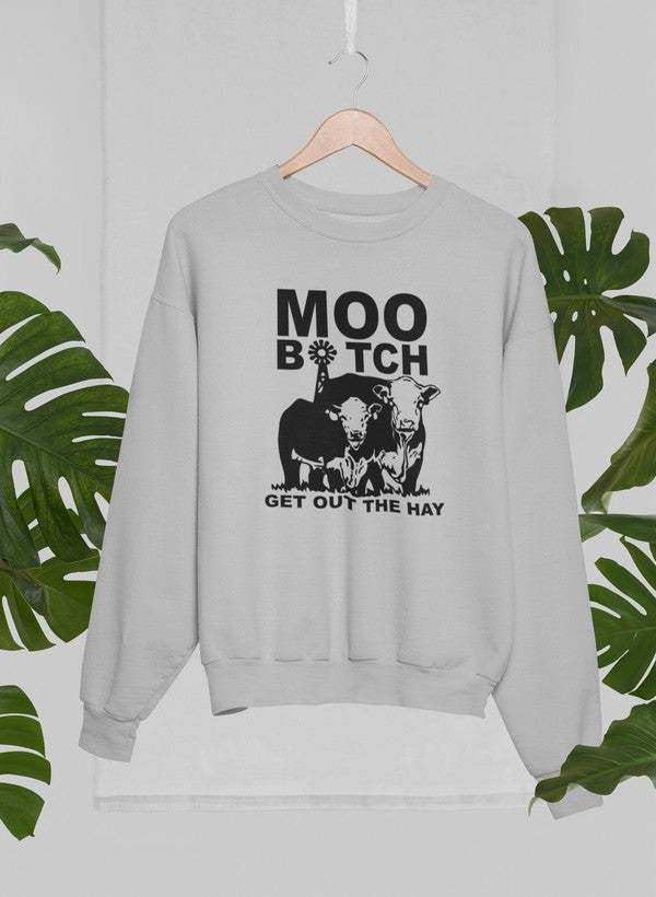 Moo Get Out The Hay Sweat Shirt shopmerchmallow Virgin Teez - Black Hoodie
