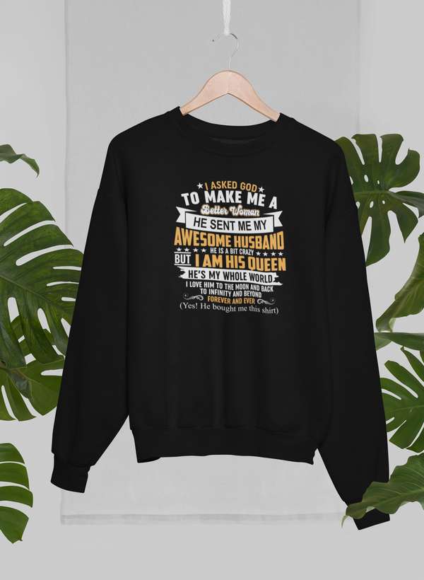 I Asked God To Make Me A Better Woman Sweat Shirt shopmerchmallow Virgin Teez - Black Hoodie