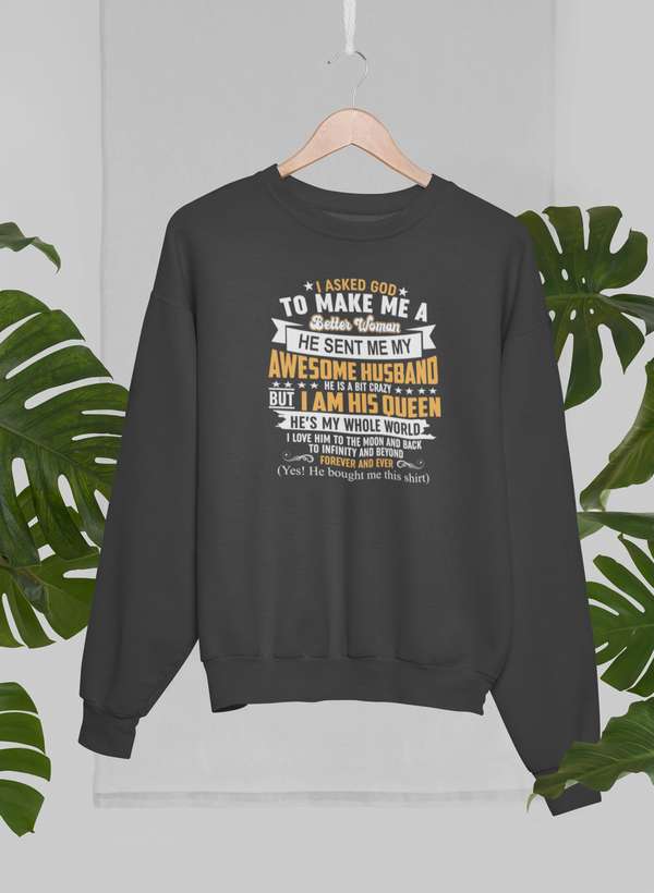 I Asked God To Make Me A Better Woman Sweat Shirt shopmerchmallow Virgin Teez - Black Hoodie