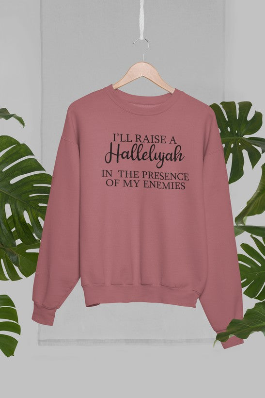 I'll Raise A Halleluyah In The Presence Of My Enemies Sweat Shirt shopmerchmallow Virgin Teez - Black Hoodie