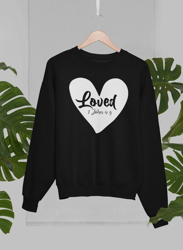 Loved 1 John 4:9 Sweat Shirt shopmerchmallow Virgin Teez - Black Hoodie
