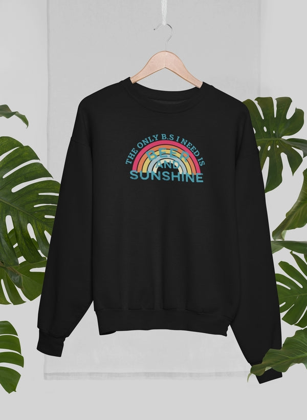 Beer & Sunshine Sweat Shirt shopmerchmallow Virgin Teez - Black Hoodie