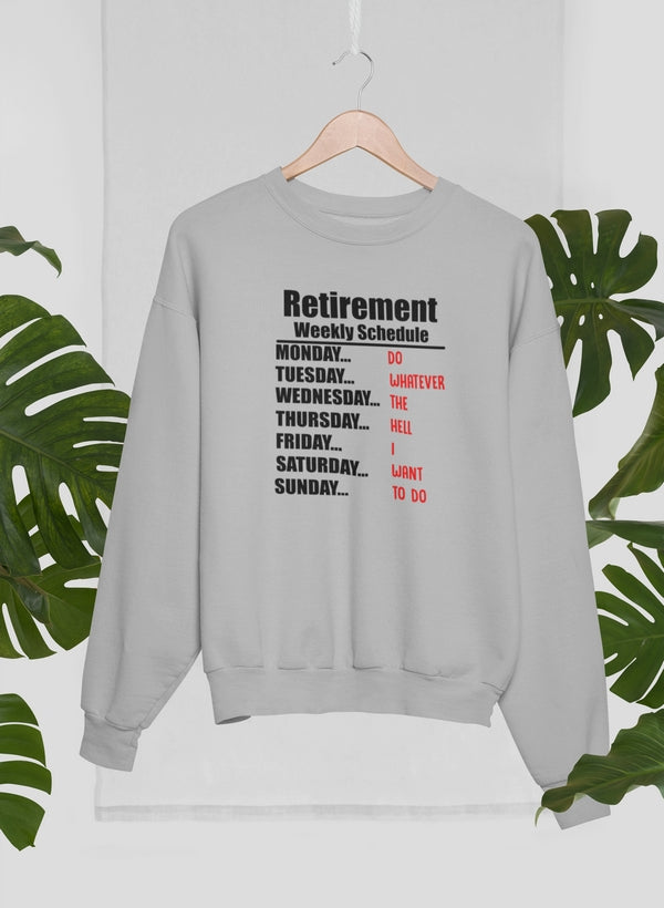 Retirement Schedule Sweat Shirt shopmerchmallow Virgin Teez - Black Hoodie