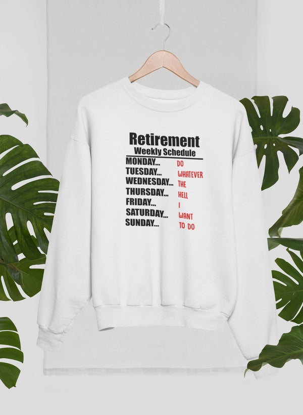 Retirement Schedule Sweat Shirt shopmerchmallow Virgin Teez - Black Hoodie