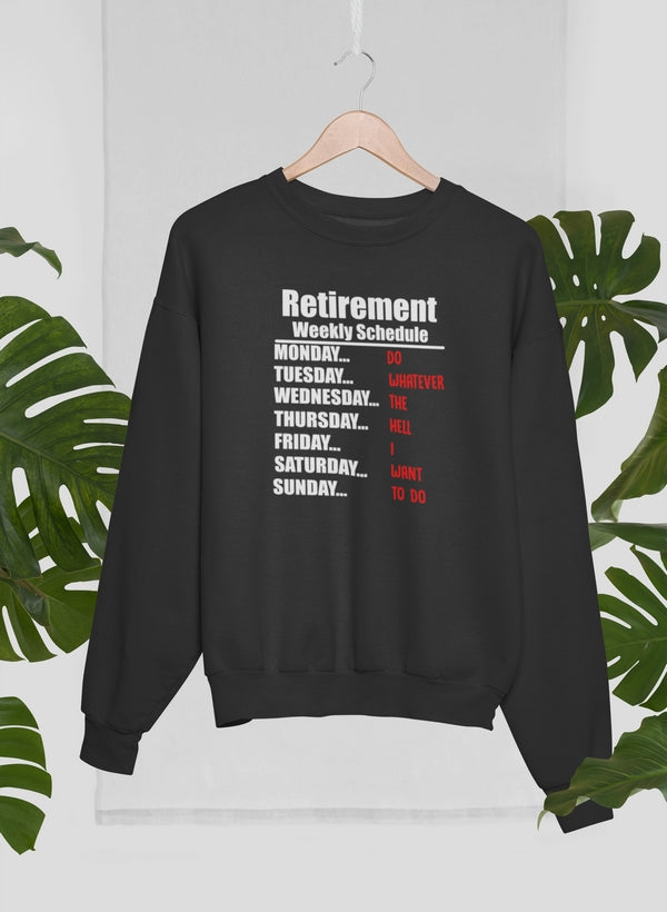 Retirement Schedule Sweat Shirt shopmerchmallow Virgin Teez - Black Hoodie