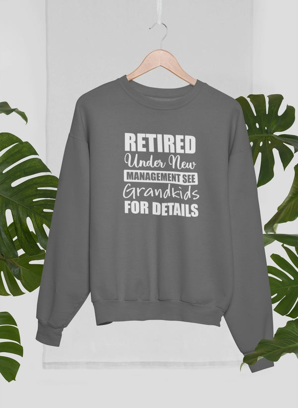 Retired Under New Management See Grandkids For Details Sweat Shirt shopmerchmallow Virgin Teez - Black Hoodie