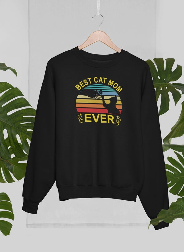 Best Cat Mom Ever Sweat Shirt shopmerchmallow Virgin Teez - Black Hoodie