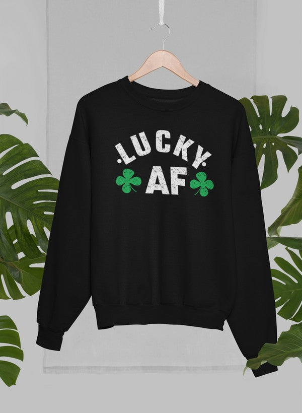 Lucky AF Sweat Shirt shopmerchmallow Virgin Teez - Black Hoodie