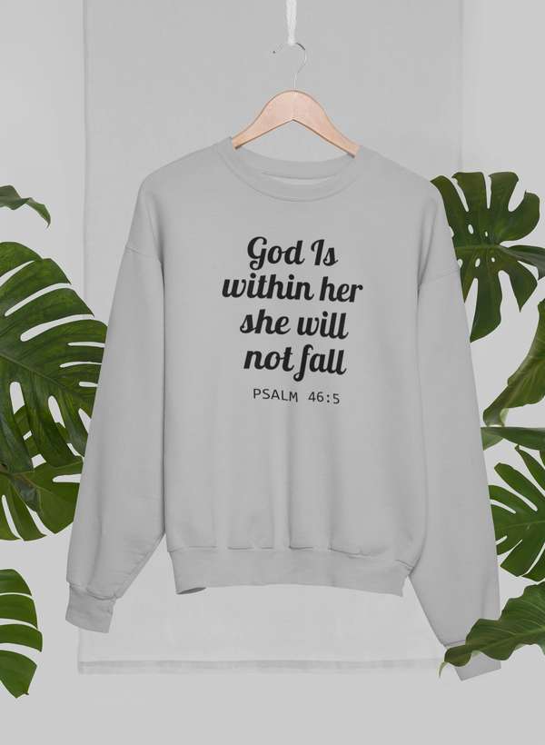 God Is Within Her She Will Not Fall Sweat Shirt shopmerchmallow Virgin Teez - Black Hoodie