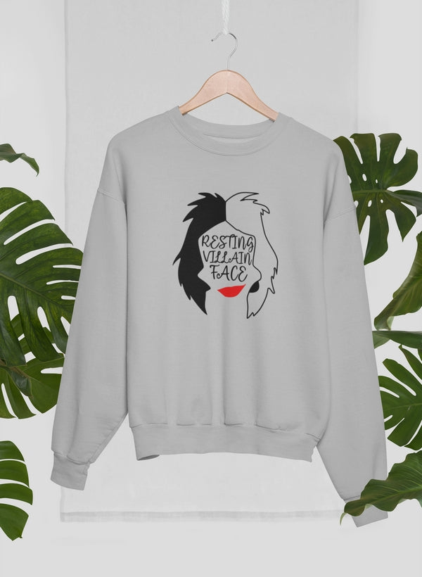 Resting Villain Face Sweat Shirt shopmerchmallow Virgin Teez - Black Hoodie