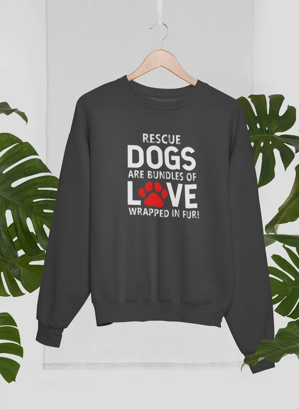 Rescue Dogs Are Bundles of Love Sweat Shirt shopmerchmallow Virgin Teez - Black Hoodie