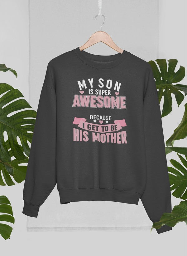 My Son Is Super Awesome Sweat Shirt shopmerchmallow Virgin Teez - Black Hoodie