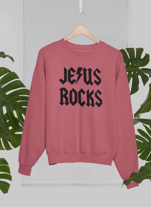 Jesus Rocks Sweat Shirt shopmerchmallow Virgin Teez - Black Hoodie