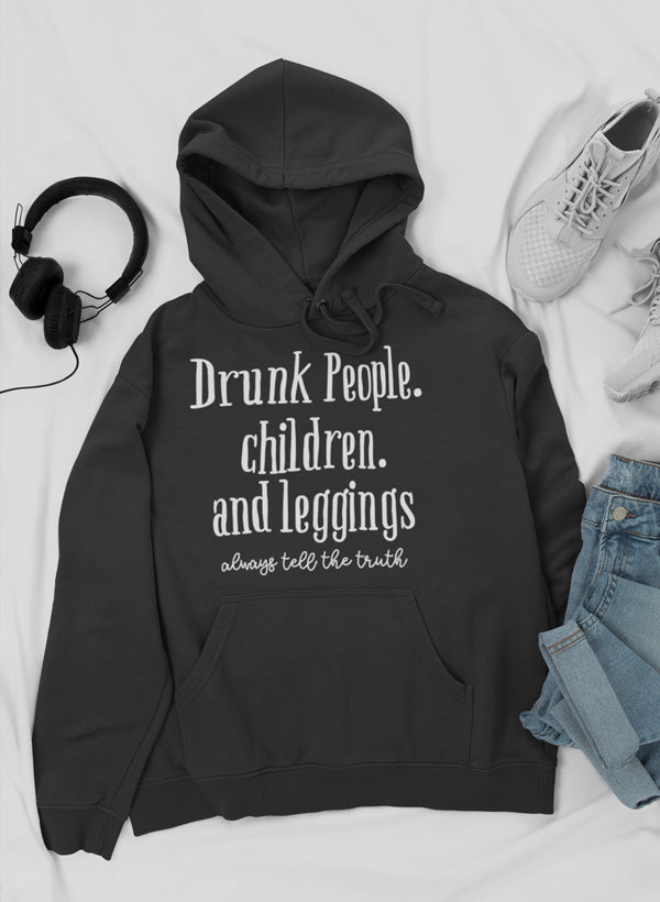 Drunk People Children And Leggings Hoodie shopmerchmallow Virgin Teez - Black Hoodie