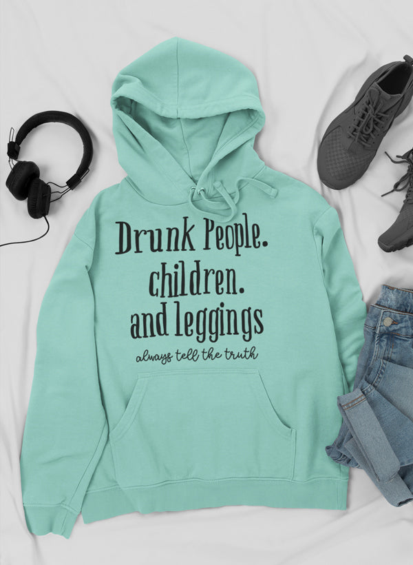 Drunk People Children And Leggings Hoodie shopmerchmallow Virgin Teez - Black Hoodie