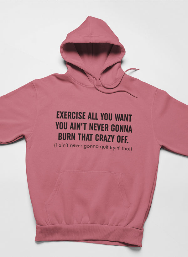 Exercise All You Want You Ain't Never Gonna Burn That Crazy Off Hoodie shopmerchmallow Virgin Teez - Black Hoodie