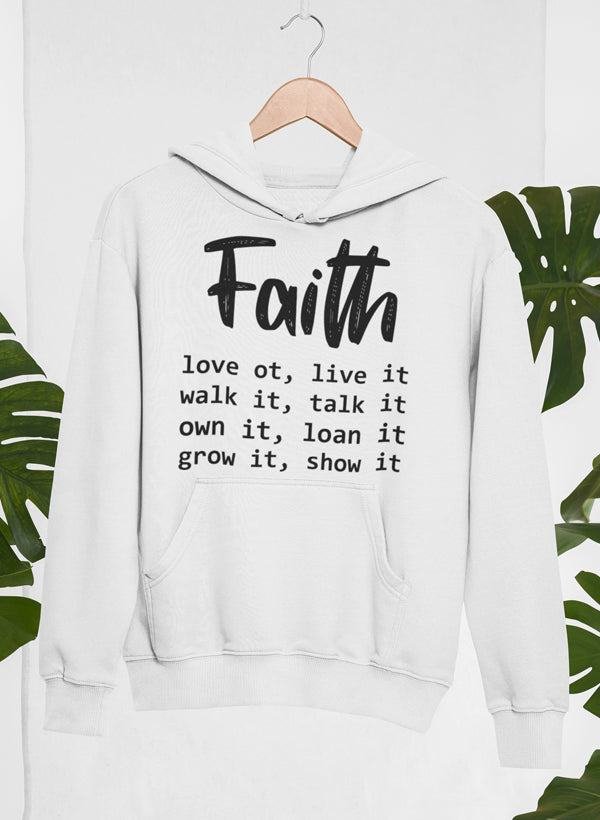 Faith Love It Live It Hoodie shopmerchmallow Virgin Teez - Black Hoodie