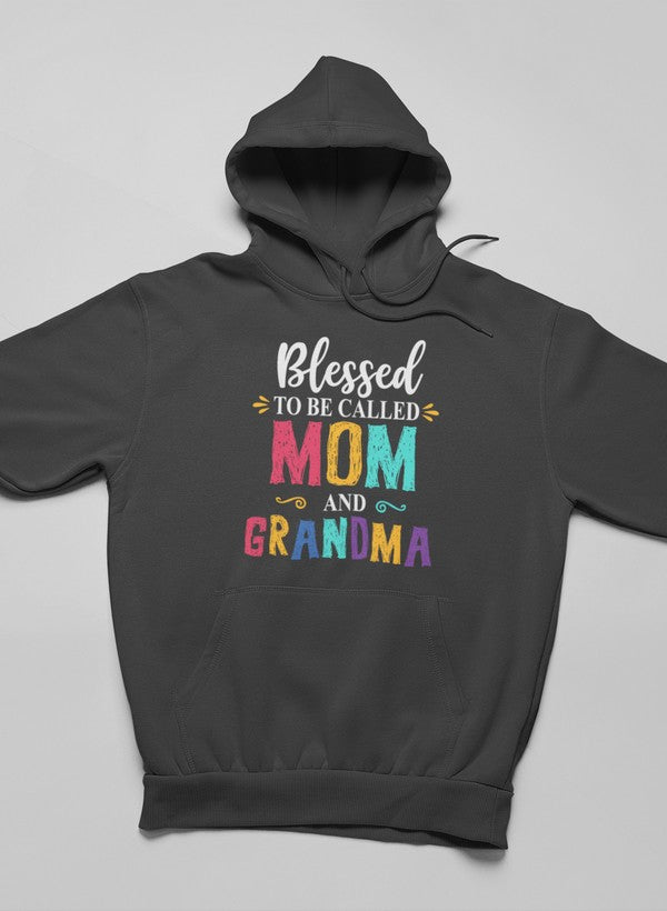 Blessed To Be Called Mom and Grandma Hoodie shopmerchmallow Virgin Teez - Black Hoodie