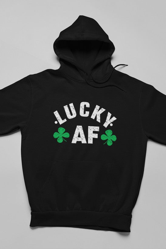 Lucky AF Hoodie shopmerchmallow Virgin Teez - Black Hoodie