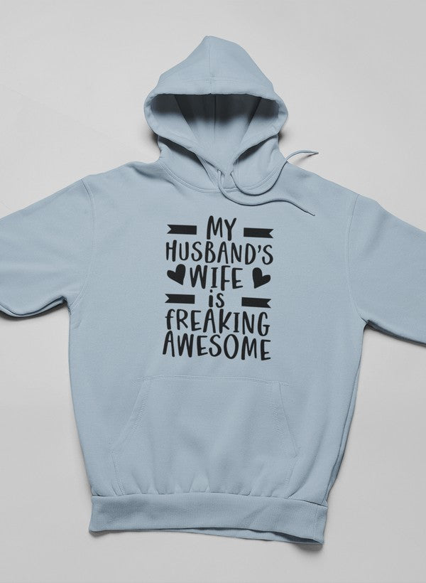 My Husband's Wife Is Freaking Awesome Hoodie shopmerchmallow Virgin Teez - Black Hoodie