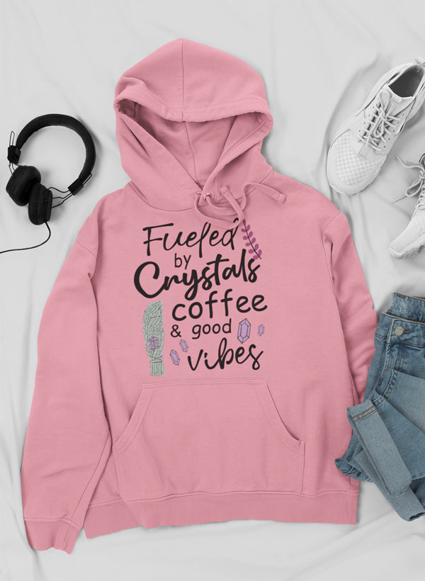 Fueled By Crystals Coffee & Good Vibes Hoodie shopmerchmallow Virgin Teez - Black Hoodie