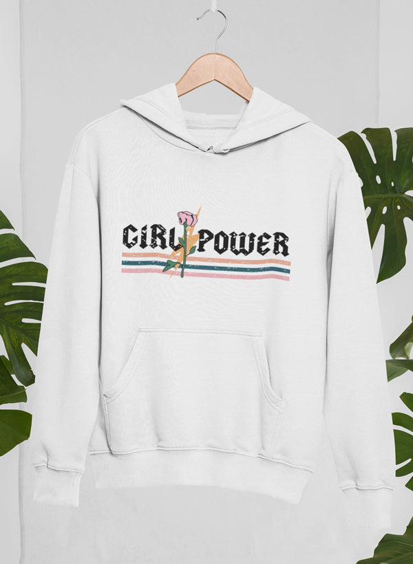 Girl Power Rose Hoodie shopmerchmallow Virgin Teez - Black Hoodie