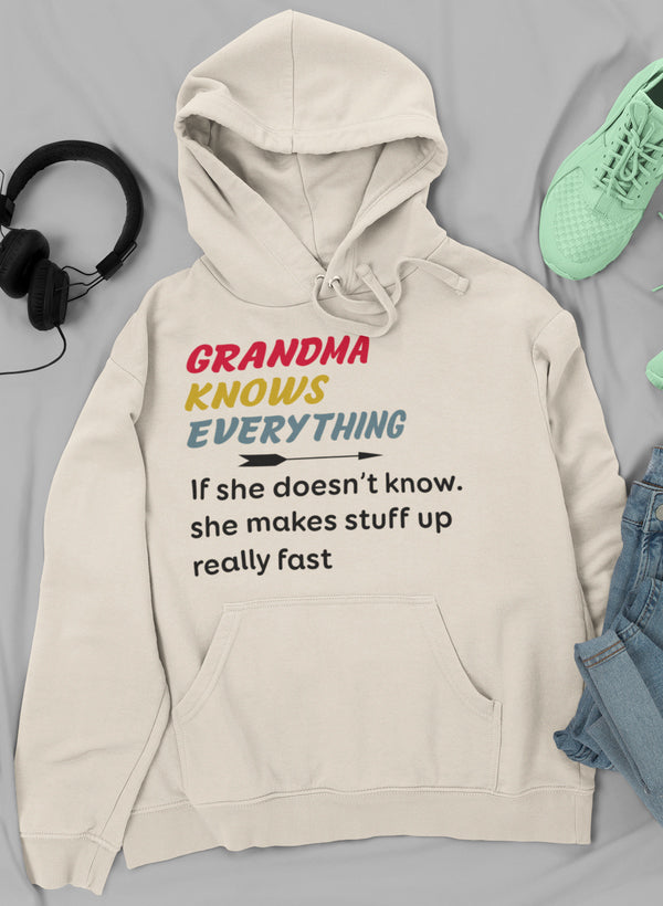Grandma Knows Everything Hoodie shopmerchmallow Virgin Teez - Black Hoodie
