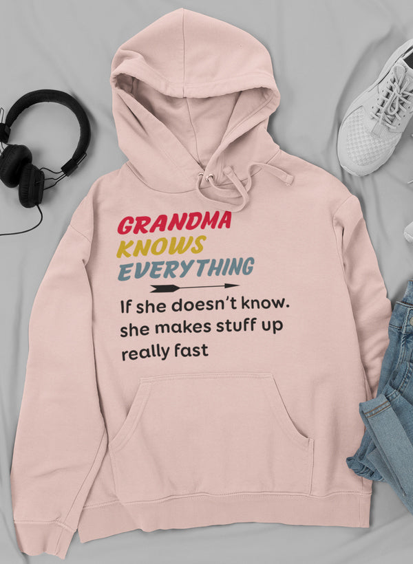 Grandma Knows Everything Hoodie shopmerchmallow Virgin Teez - Black Hoodie