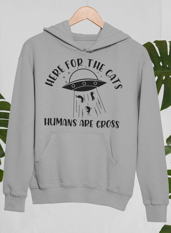 Here For The Cats Hoodie shopmerchmallow Virgin Teez - Black Hoodie