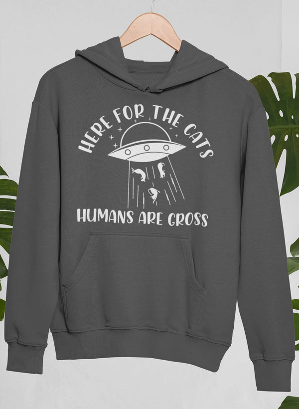 Here For The Cats Hoodie shopmerchmallow Virgin Teez - Black Hoodie